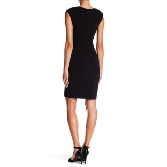 SOLD Calvin Klein Womens Black Sheath Cap Sleeve Dress Sz 14 NWT - Picture 2 of 9